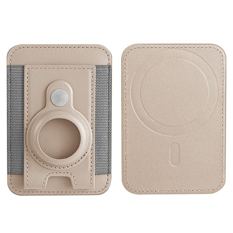Elastic Band PU Leather Phone Back Card Bag Compatible with MagSafe Protective Case for AirTag - Pink Gold