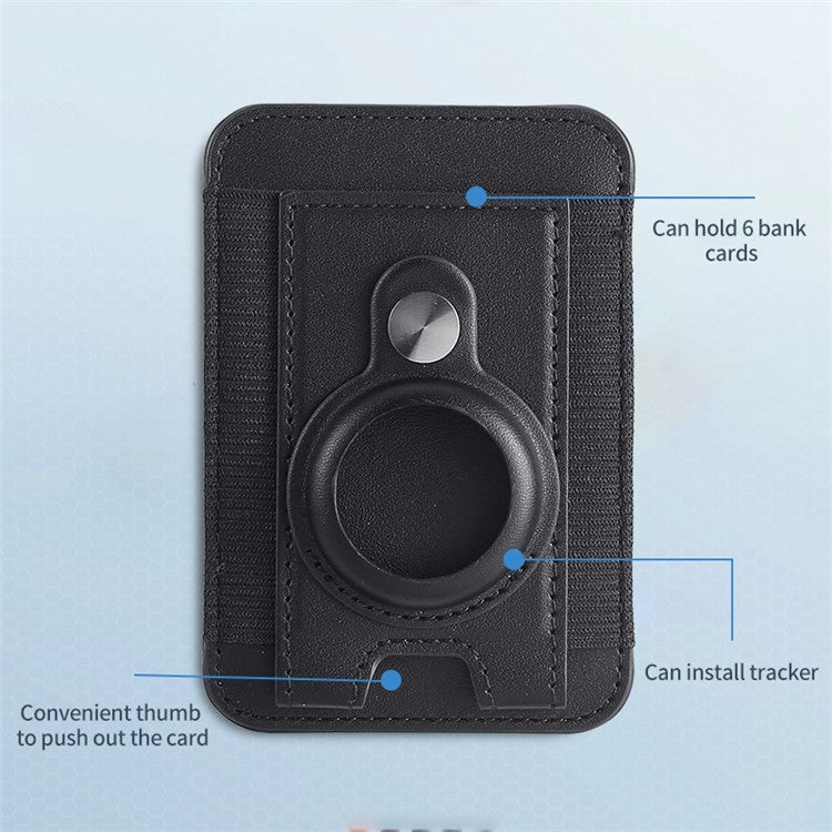 Elastic Band PU Leather Phone Back Card Bag Compatible with MagSafe Protective Case for AirTag - Dark Blue