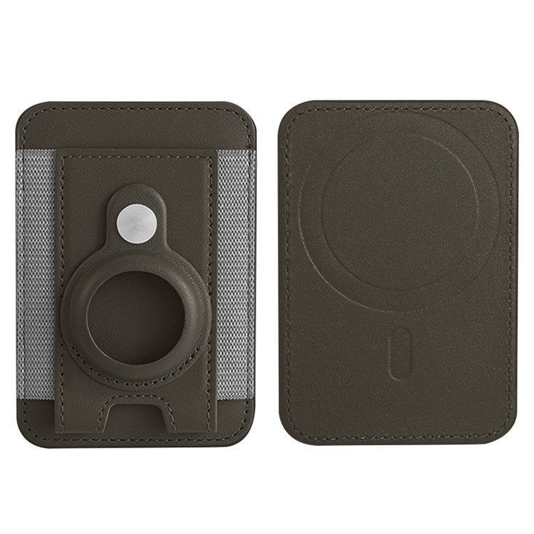 Elastic Band PU Leather Phone Back Card Bag Compatible with MagSafe Protective Case for AirTag - Titanium