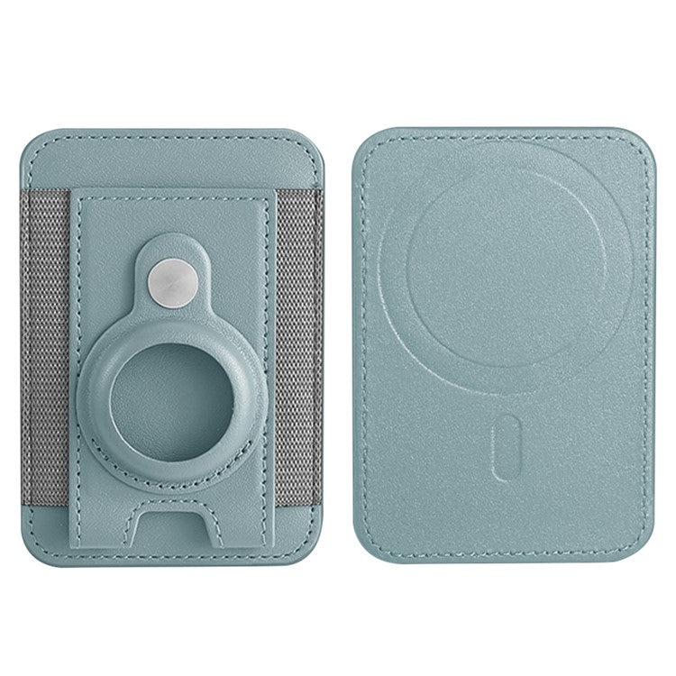 Elastic Band PU Leather Phone Back Card Bag Compatible with MagSafe Protective Case for AirTag - Baby Blue