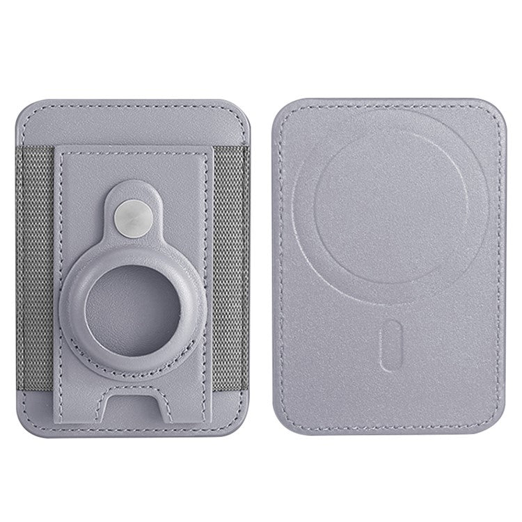 Elastic Band PU Leather Phone Back Card Bag Compatible with MagSafe Protective Case for AirTag - Purple