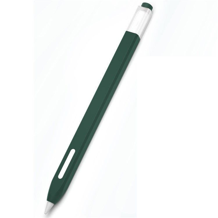 For Apple Pencil Pro / Pencil (2nd Generation) Jelly Stylus Pen Silicone Sleeve Anti-Drop Anti-Dirt Cover (Short Version) - Blackish Green