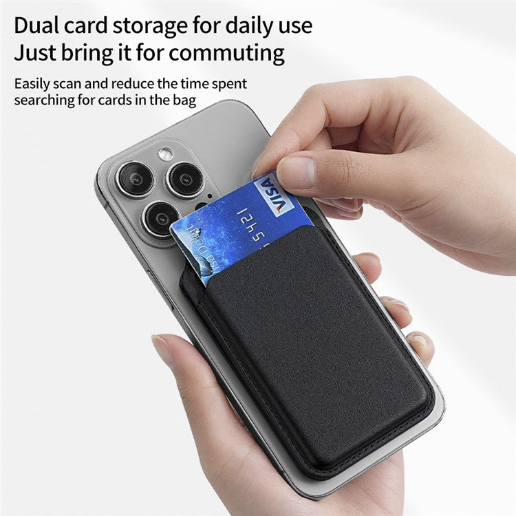 Bi-Fold Phone Card Bag PU Leather Magnetic Card Holder with Foldable Kickstand Function - Dark Green