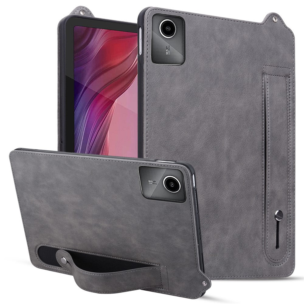 For Lenovo Tab M11 / Tab K11 Case Hand Strap Kickstand Leather Tablet Cover - Grey