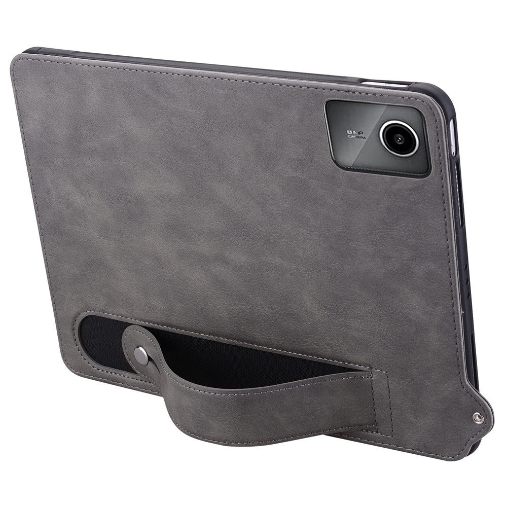 For Lenovo Tab M11 / Tab K11 Case Hand Strap Kickstand Leather Tablet Cover - Grey