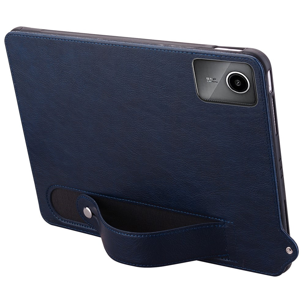 For Lenovo Tab M11 / Tab K11 Case Hand Strap Kickstand Leather Tablet Cover - Blue