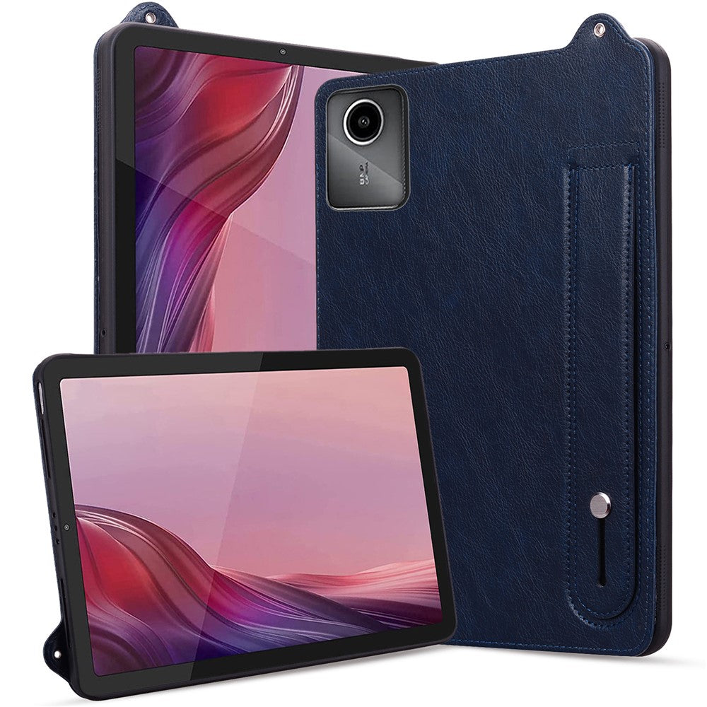 For Lenovo Tab M11 / Tab K11 Case Hand Strap Kickstand Leather Tablet Cover - Blue