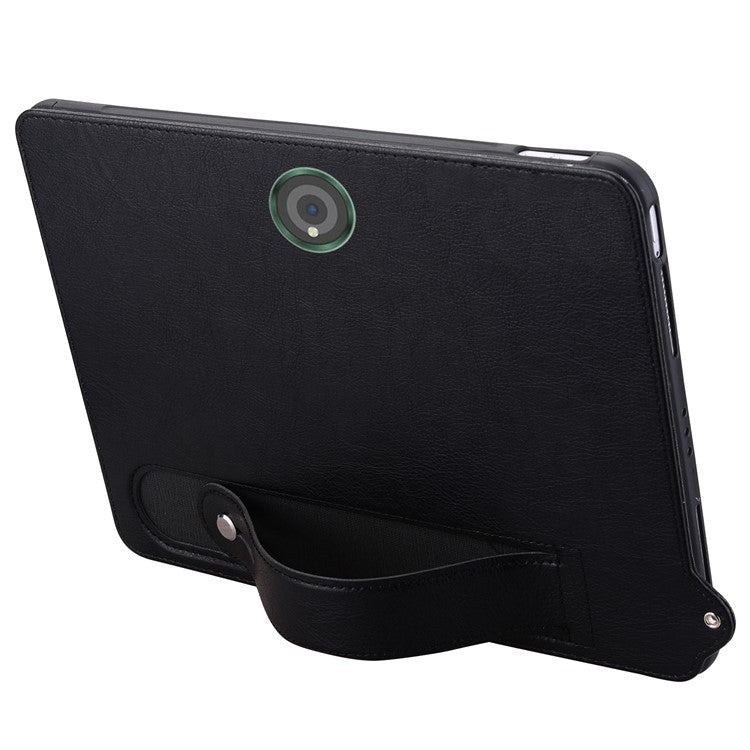 For OnePlus Pad / Oppo Pad 2 Tablet Case Hand Strap Kickstand Leather Cover - Black