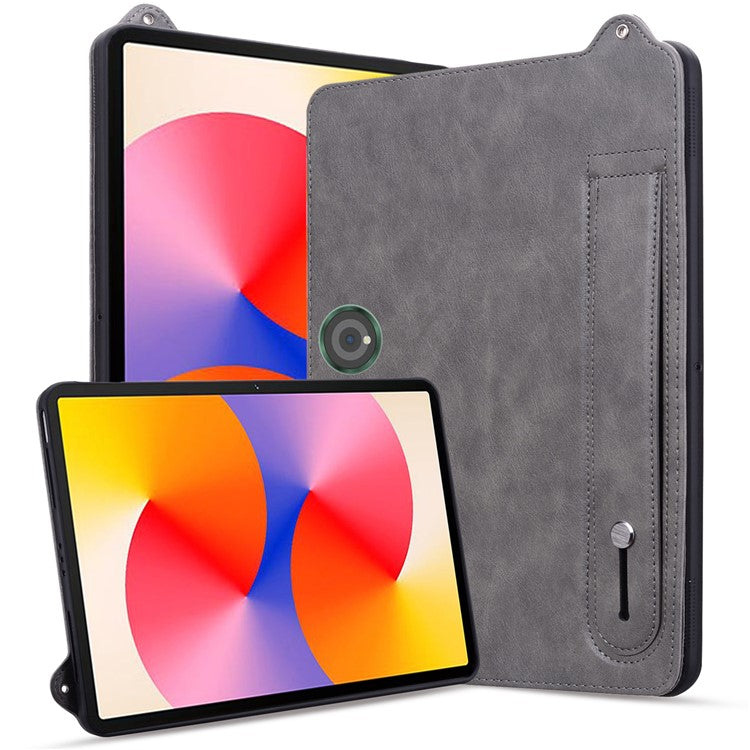 For OnePlus Pad Pro Case Hand Strap Kickstand Leather Tablet Cover - Grey
