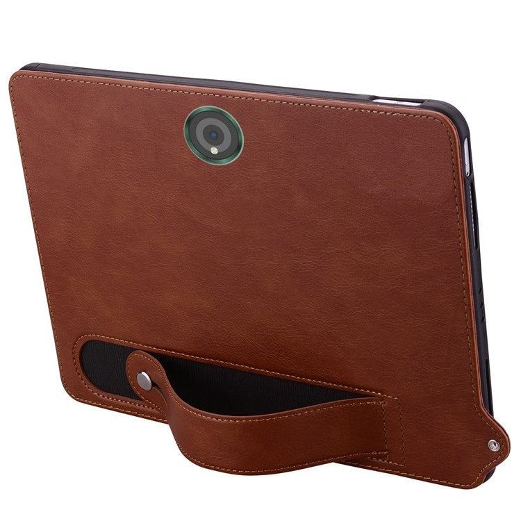 For OnePlus Pad Pro Case Hand Strap Kickstand Leather Tablet Cover - Brown