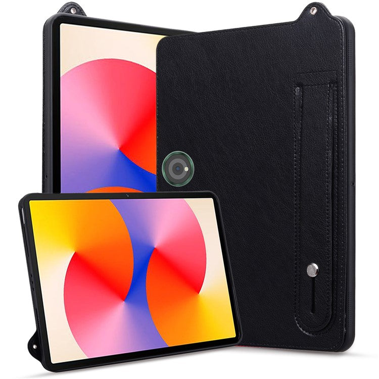 For OnePlus Pad Pro Case Hand Strap Kickstand Leather Tablet Cover - Black