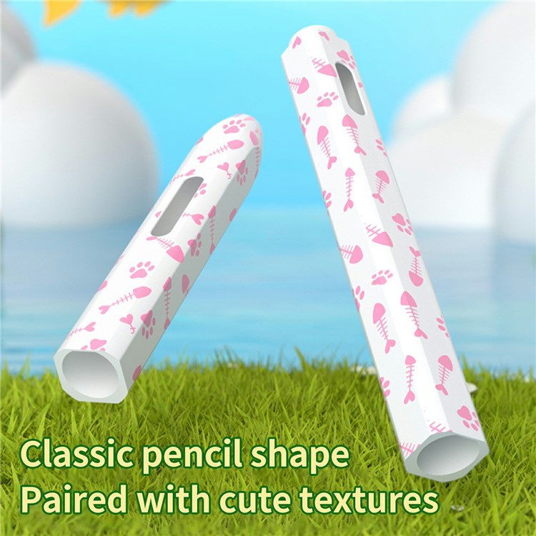 For Apple Pencil (2nd Generation) Stylus Case Fishbone Texture Silicone Sleeve Pencil Protective Cover - Pink