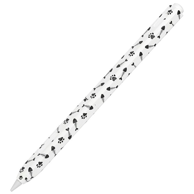 For Apple Pencil (2nd Generation) Stylus Case Fishbone Texture Silicone Sleeve Pencil Protective Cover - Black