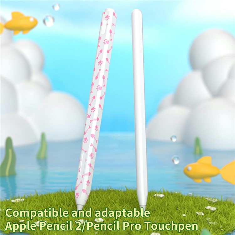 For Apple Pencil (2nd Generation) Stylus Case Fishbone Texture Silicone Sleeve Pencil Protective Cover - Sky Blue