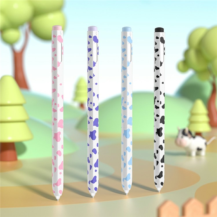 For Samsung Galaxy Tab S9 / S8 / S7 Stylus Case Cow Pattern Silicone Sleeve Pencil Protective Cover - Sky Blue