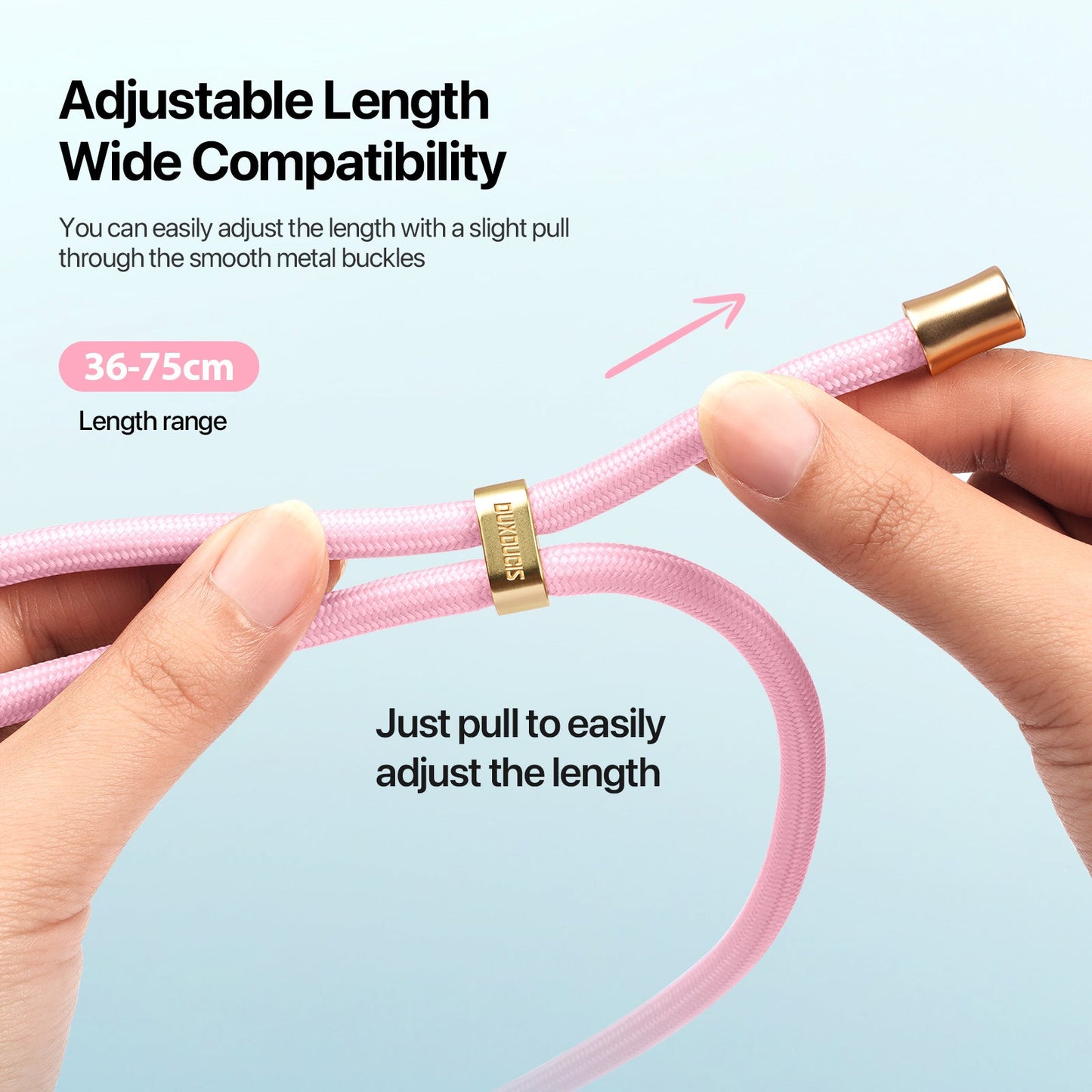 For Universal DUX DUCIS Garden Series Phone Lanyard Adjustable Neck Strap with Ice Crack Pattern - Light Pink