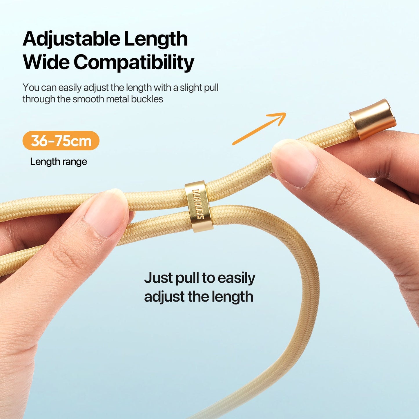 For Universal DUX DUCIS Garden Series Phone Lanyard Adjustable Neck Strap with Ice Crack Pattern - Glaze Yellow