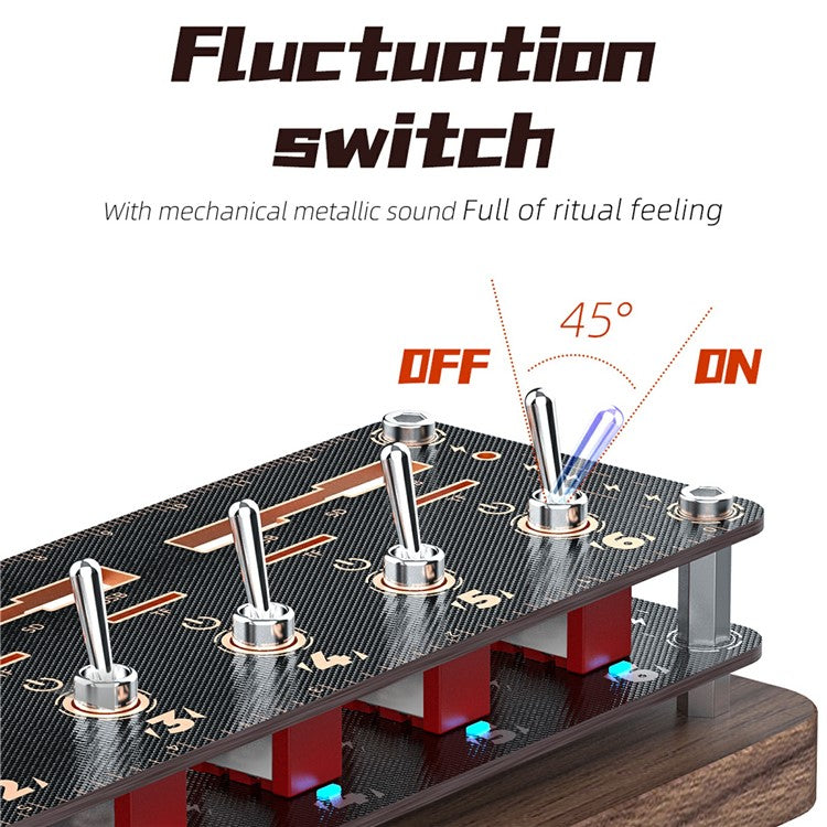 AODUKE Cyberpunk Style Walnut 6-Port USB 2.0 Hub with Independent Switches SD TF Card Storage Rack