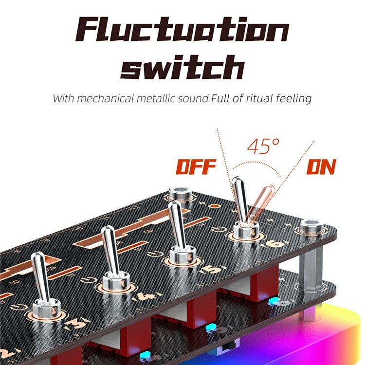 AODUKE Cyberpunk 6 Port USB 2.0 Hub Voice Control Independent Switches USB Expander SD TF Card Storage Rack with RGB Light
