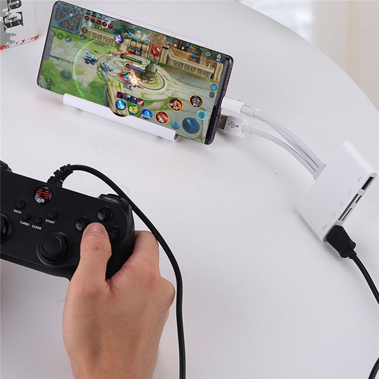 Type-C / USB / Lightning 3-Port USB Hub 5 in 1 Flash Drive SD TF Card Reader Adapter