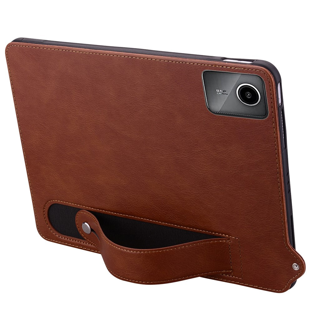 For Lenovo Xiaoxin Pad 11 2025 / Tab K11 Gen 2 TB336 / Tab M11 Case Hand Strap Kickstand Leather Tablet Cover - Brown