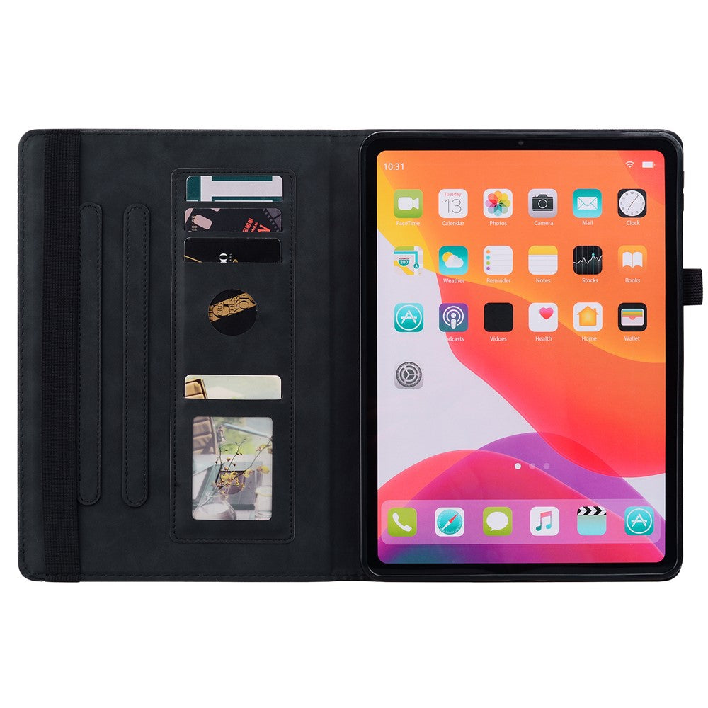 For Lenovo Xiaoxin Pad 11 2025 / Tab K11 Gen 2 TB336 / Tab M11 Tablet Case Card Slots Leather Cover Flower Pattern - Black