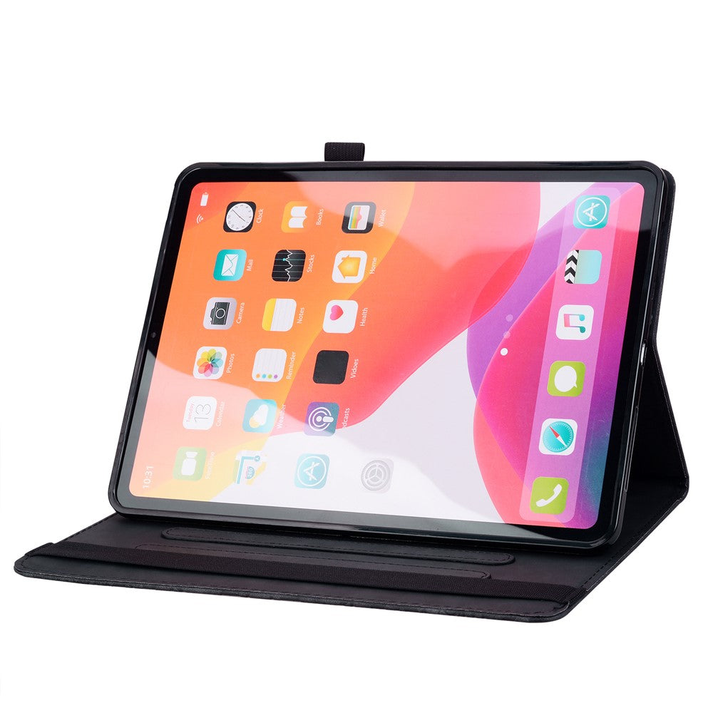 For Lenovo Xiaoxin Pad 11 2025 / Tab K11 Gen 2 TB336 / Tab M11 Tablet Case Card Slots Leather Cover Flower Pattern - Black