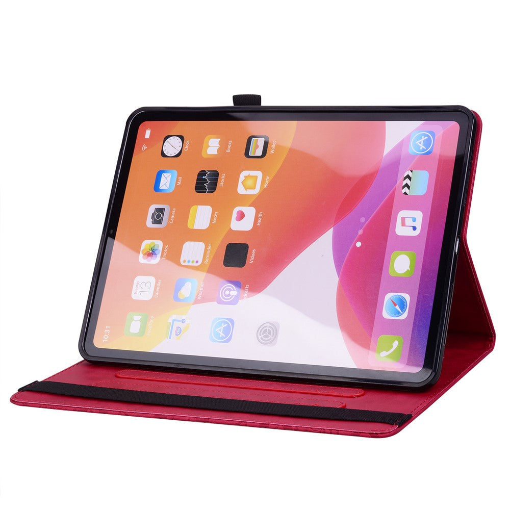 For Lenovo Xiaoxin Pad 11 2025 / Tab K11 Gen 2 TB336 / Tab M11 Tablet Case Card Slots Leather Cover Flower Pattern - Red
