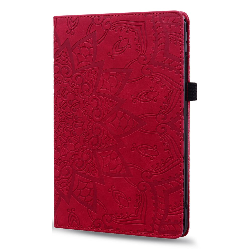For Lenovo Xiaoxin Pad 11 2025 / Tab K11 Gen 2 TB336 / Tab M11 Tablet Case Card Slots Leather Cover Flower Pattern - Red