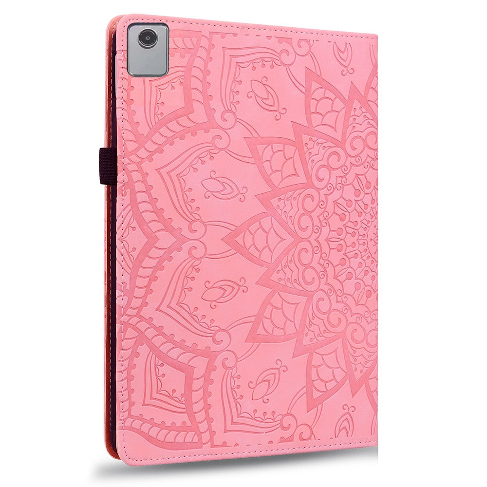 For Lenovo Xiaoxin Pad 11 2025 / Tab K11 Gen 2 TB336 / Tab M11 Tablet Case Card Slots Leather Cover Flower Pattern - Pink