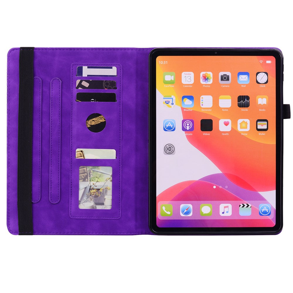 For Lenovo Xiaoxin Pad 11 2025 / Tab K11 Gen 2 TB336 / Tab M11 Tablet Case Card Slots Leather Cover Flower Pattern - Purple