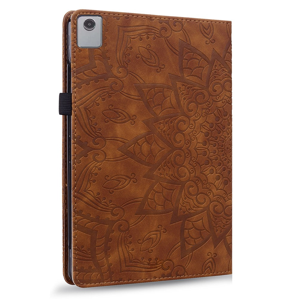 For Lenovo Xiaoxin Pad 11 2025 / Tab K11 Gen 2 TB336 / Tab M11 Tablet Case Card Slots Leather Cover Flower Pattern - Brown