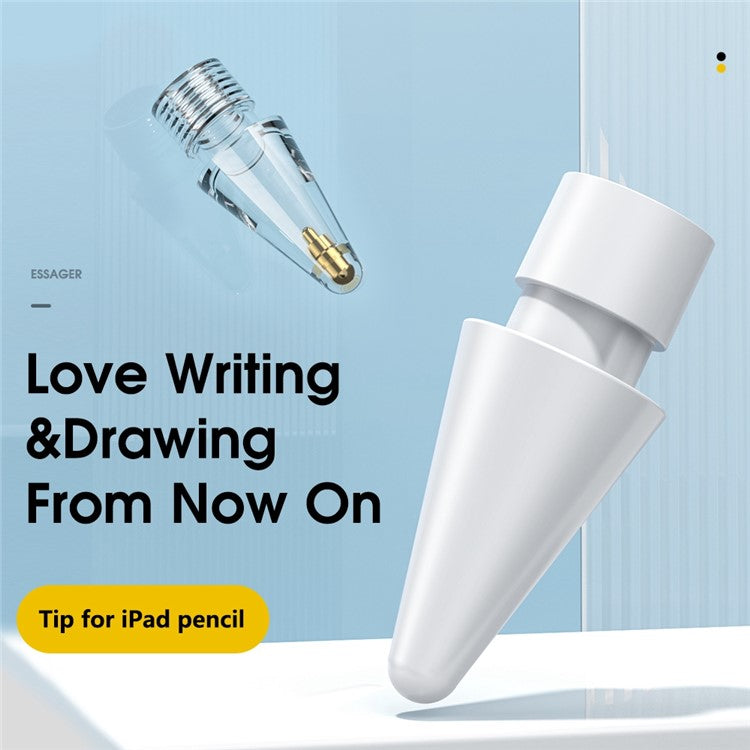 ESSAGER 3Pcs POM + 3Pcs PC Capacitive Pen Tip Set Replacement Pencil Tips for Drawing Writing Stylus Fine Nibs - White + Transparent