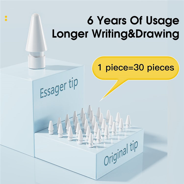 ESSAGER 3Pcs POM + 3Pcs PC Capacitive Pen Tip Set Replacement Pencil Tips for Drawing Writing Stylus Fine Nibs - White + Transparent