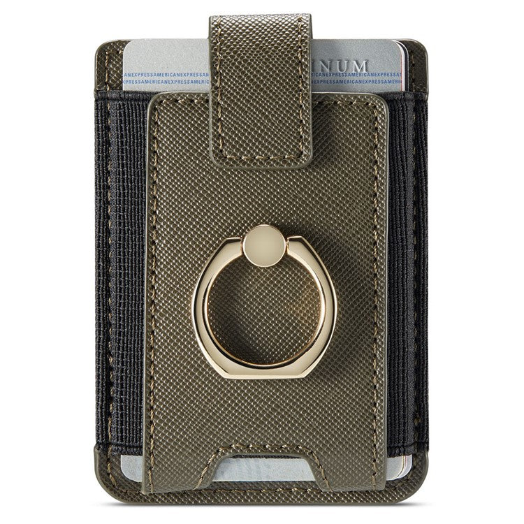 MUXMA MX116-8 Phone Card Holder RFID Blocking Sleeve for Back of Phone, Adhesive Stick-on Credit Card Wallet Pocket with Ring Grip - Green