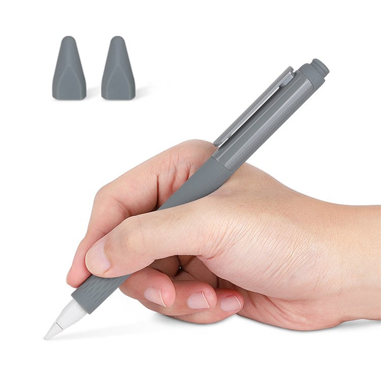 Soft Silicone Case Sleeve for Apple Pencil Pro / Pencil (2nd Generation) Non-Slip Pencil Grip Holder with 2Pcs Nibs Cover - Grey