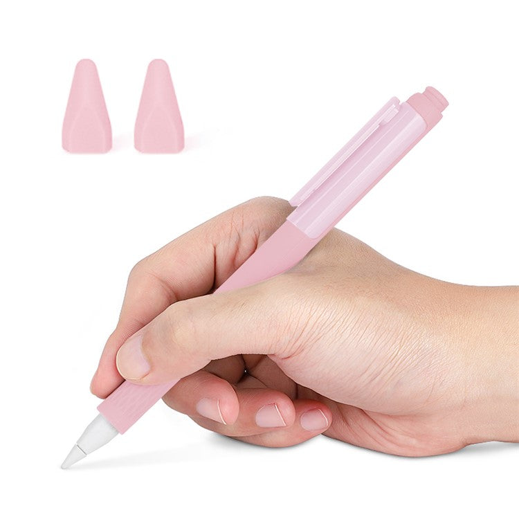 Soft Silicone Case Sleeve for Apple Pencil Pro / Pencil (2nd Generation) Non-Slip Pencil Grip Holder with 2Pcs Nibs Cover - Pink