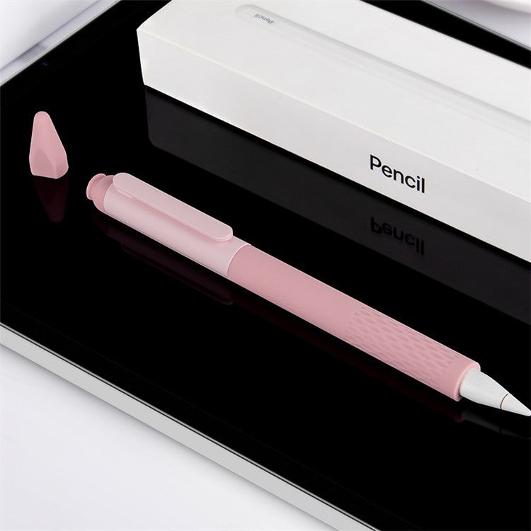Soft Silicone Case Sleeve for Apple Pencil Pro / Pencil (2nd Generation) Non-Slip Pencil Grip Holder with 2Pcs Nibs Cover - Pink