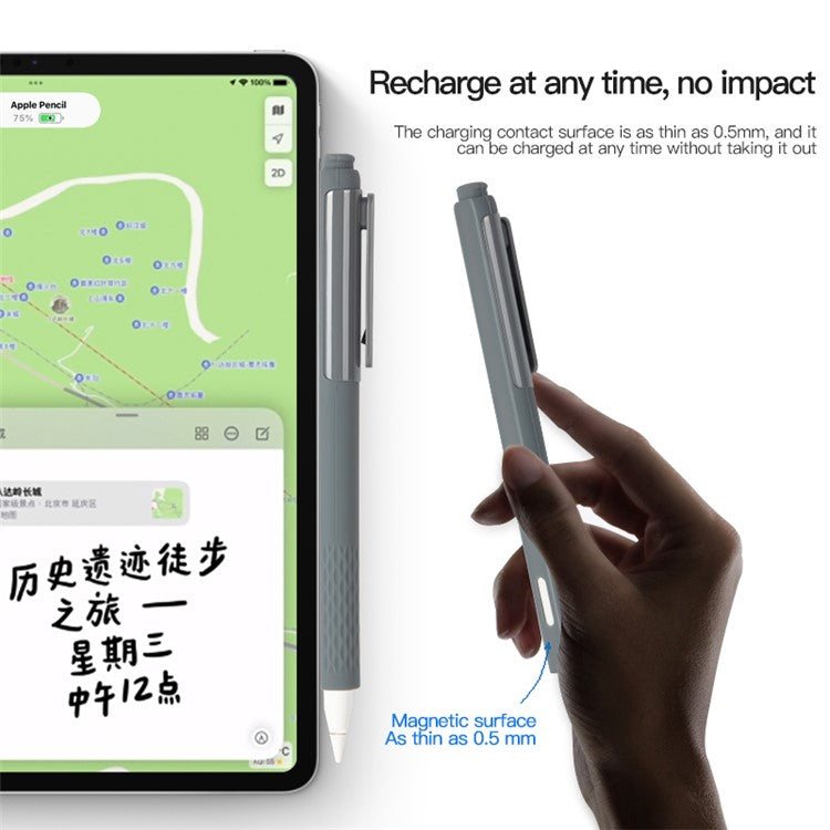 Soft Silicone Case Sleeve for Apple Pencil Pro / Pencil (2nd Generation) Non-Slip Pencil Grip Holder with 2Pcs Nibs Cover - Pink