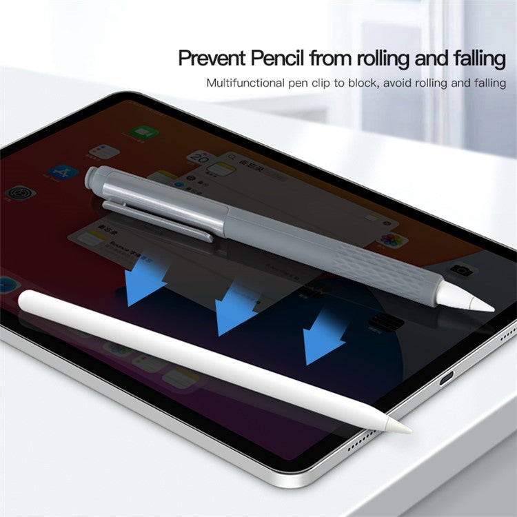 Soft Silicone Case Sleeve for Apple Pencil Pro / Pencil (2nd Generation) Non-Slip Pencil Grip Holder with 2Pcs Nibs Cover - Purple