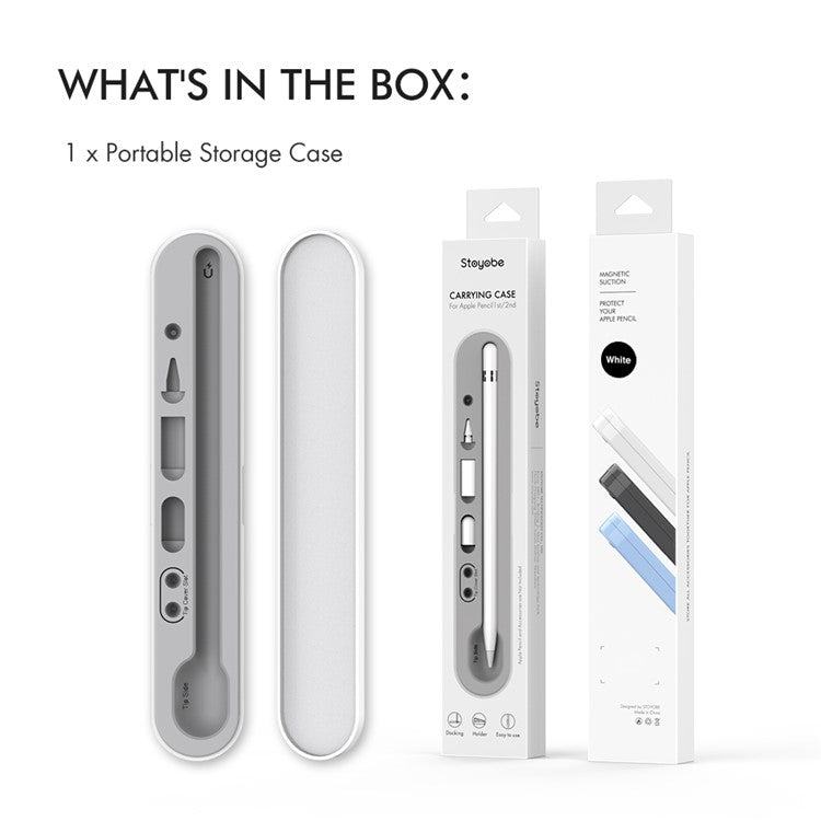 STOYOBE For Apple Pencil 1st / 2nd Generation Carrying Case Magnetic Closure Pencil Storage Box - White