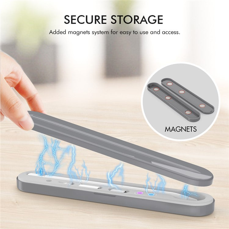 STOYOBE For Apple Pencil 1st / 2nd Generation Carrying Case Magnetic Closure Pencil Storage Box - Grey