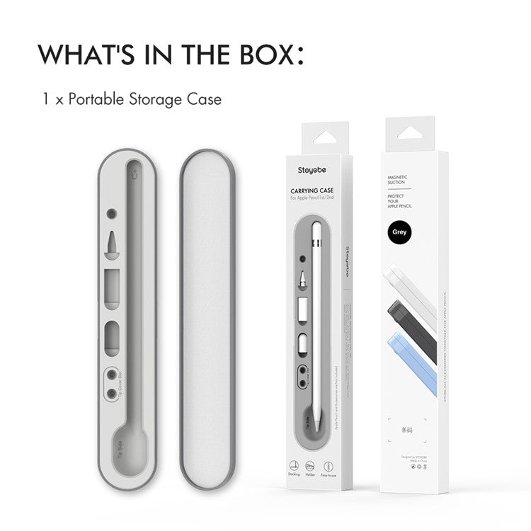 STOYOBE For Apple Pencil 1st / 2nd Generation Carrying Case Magnetic Closure Pencil Storage Box - Grey