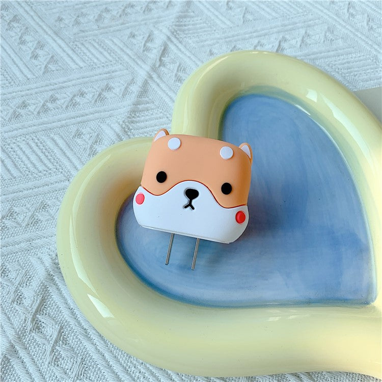 Cartoon Style Protective Case for iPhone 18W / 20W Charger Block Silicone Cover Set with Charging Cable Case - Dog