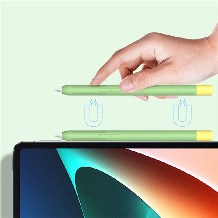 Protective Sleeve for Xiaomi Smart Pen (Gen 2) , Liquid Silicone Stylus Pen Cover with Dual Pen Caps - Matcha Green