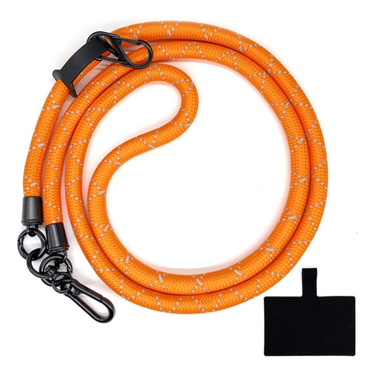 10mm Crossbody Neck Strap Universal Phone Lanyard Polyester Hanging Rope with Tether Tab - Orange+Grey