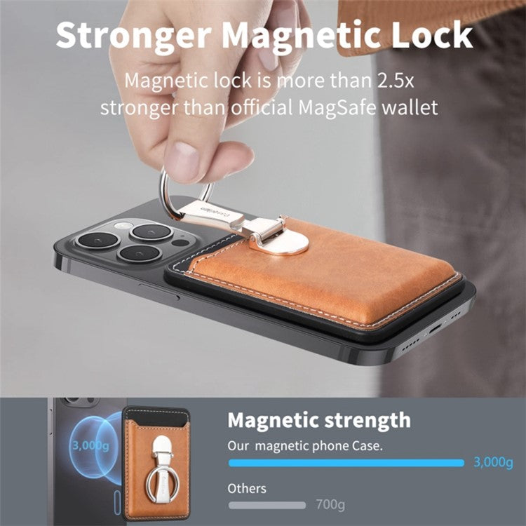 Card Holder Compatible with MagSafe PU Leather Kickstand Card Bag - Blue