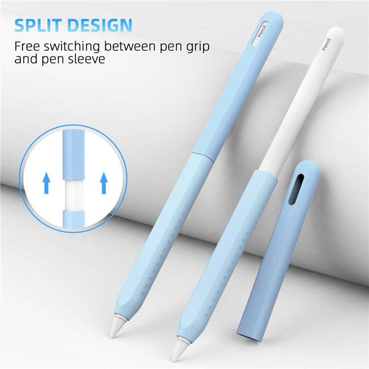 STOYOBE For Apple Pencil Pro / Pencil (2nd Generation) Silicone Sleeve Anti-Drop 2-Piece Pencil Protective Cover - Graduated Blue