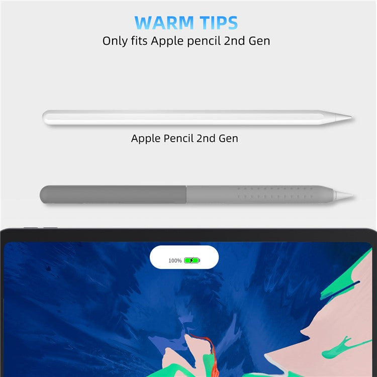 STOYOBE For Apple Pencil Pro / Pencil (2nd Generation) Silicone Sleeve Anti-Drop 2-Piece Pencil Protective Cover - Graduated Grey