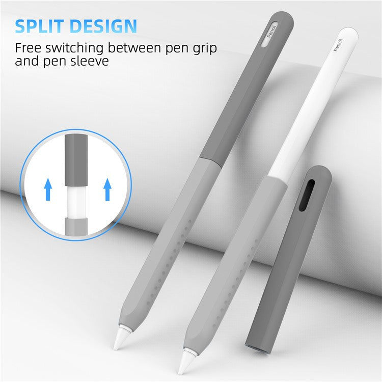 STOYOBE For Apple Pencil Pro / Pencil (2nd Generation) Silicone Sleeve Anti-Drop 2-Piece Pencil Protective Cover - Graduated Grey